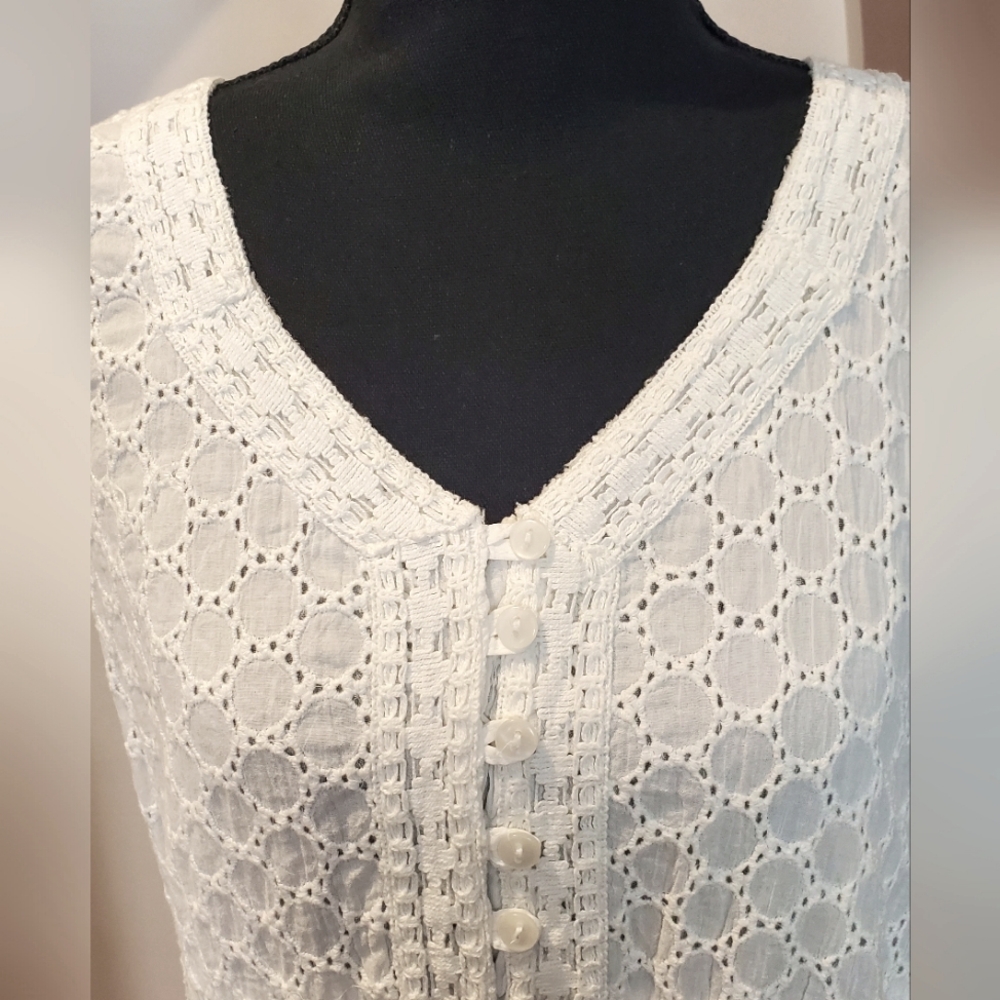 White A-line Sleeveless Summer Dress ( Size- L)